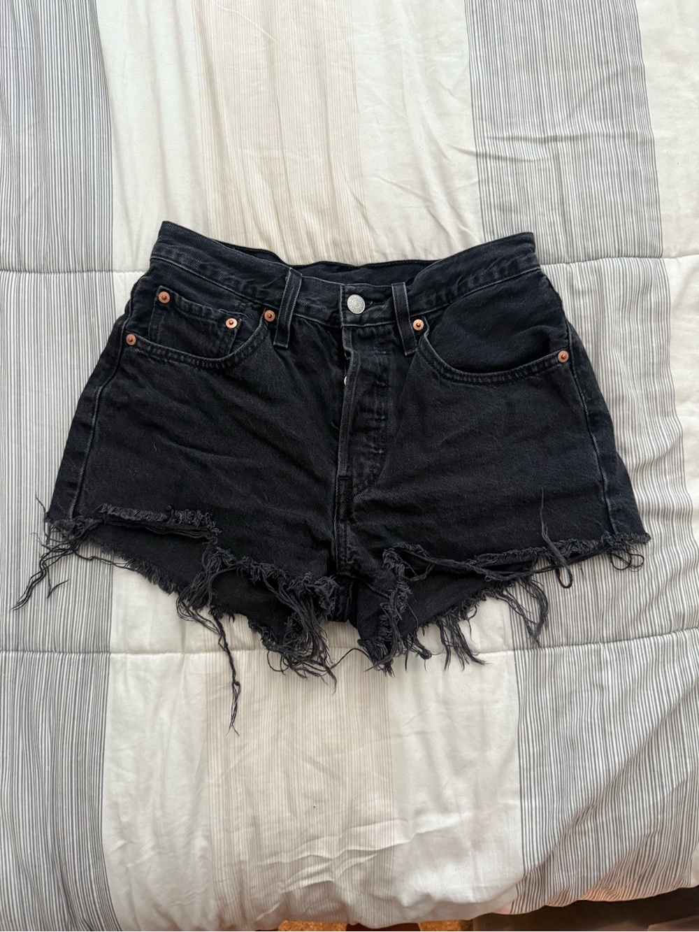 Levi's Black Distressed Cutoff Denim Shorts